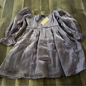 NWT Thirty/Thirty Small Purple Babydoll Dress Mini Balloon Sleeve